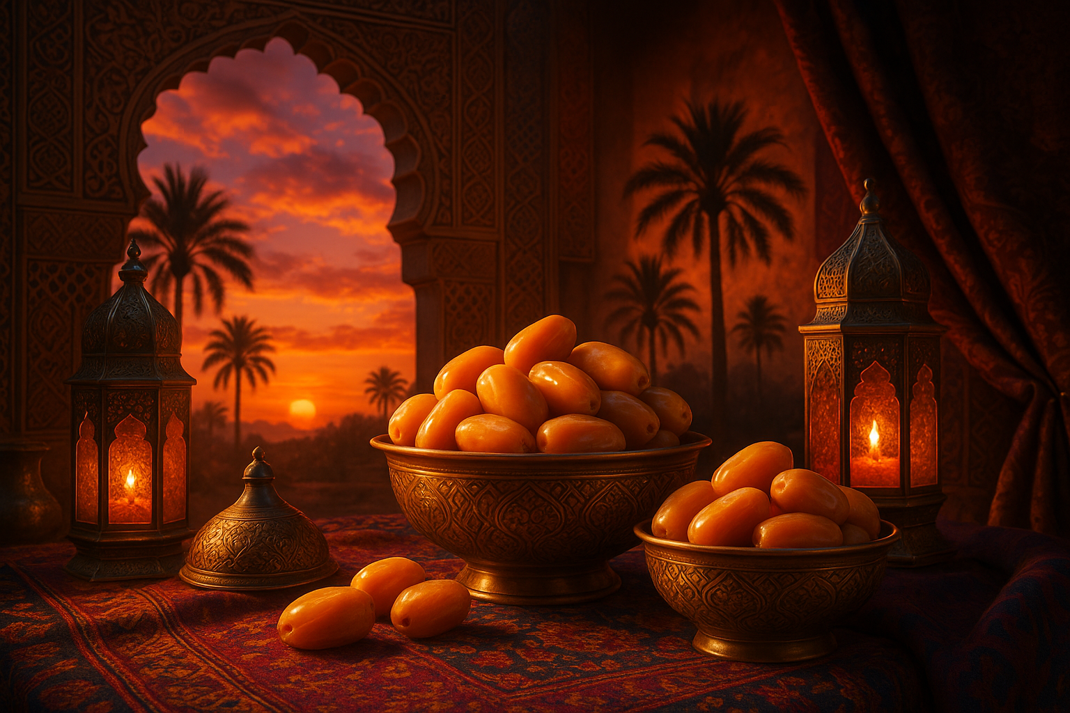 Orientalisch, Datteln, Sonnenuntergang 